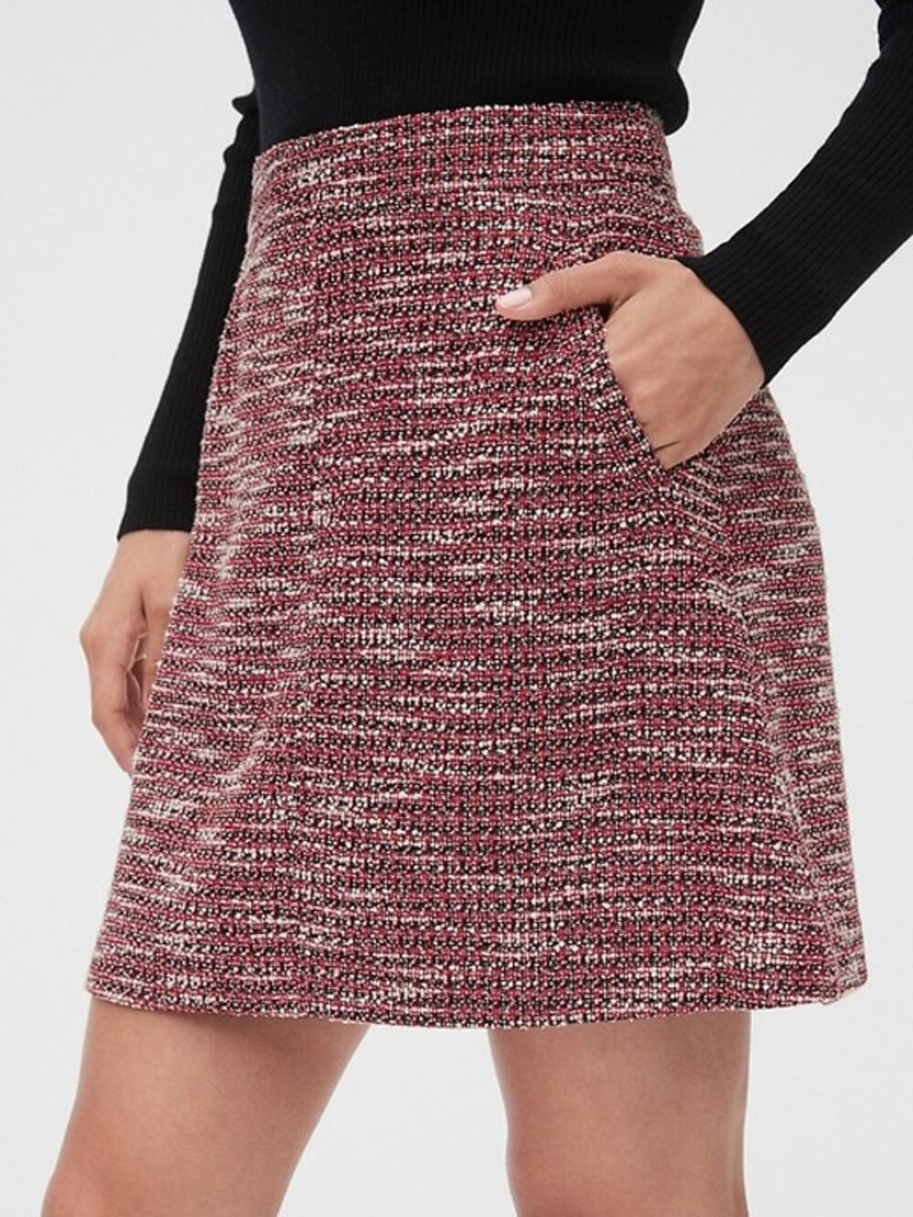 Gap Women's Size 16 Tall Pure Red Textured Jacquard Knit Tweed Mini Skirt
